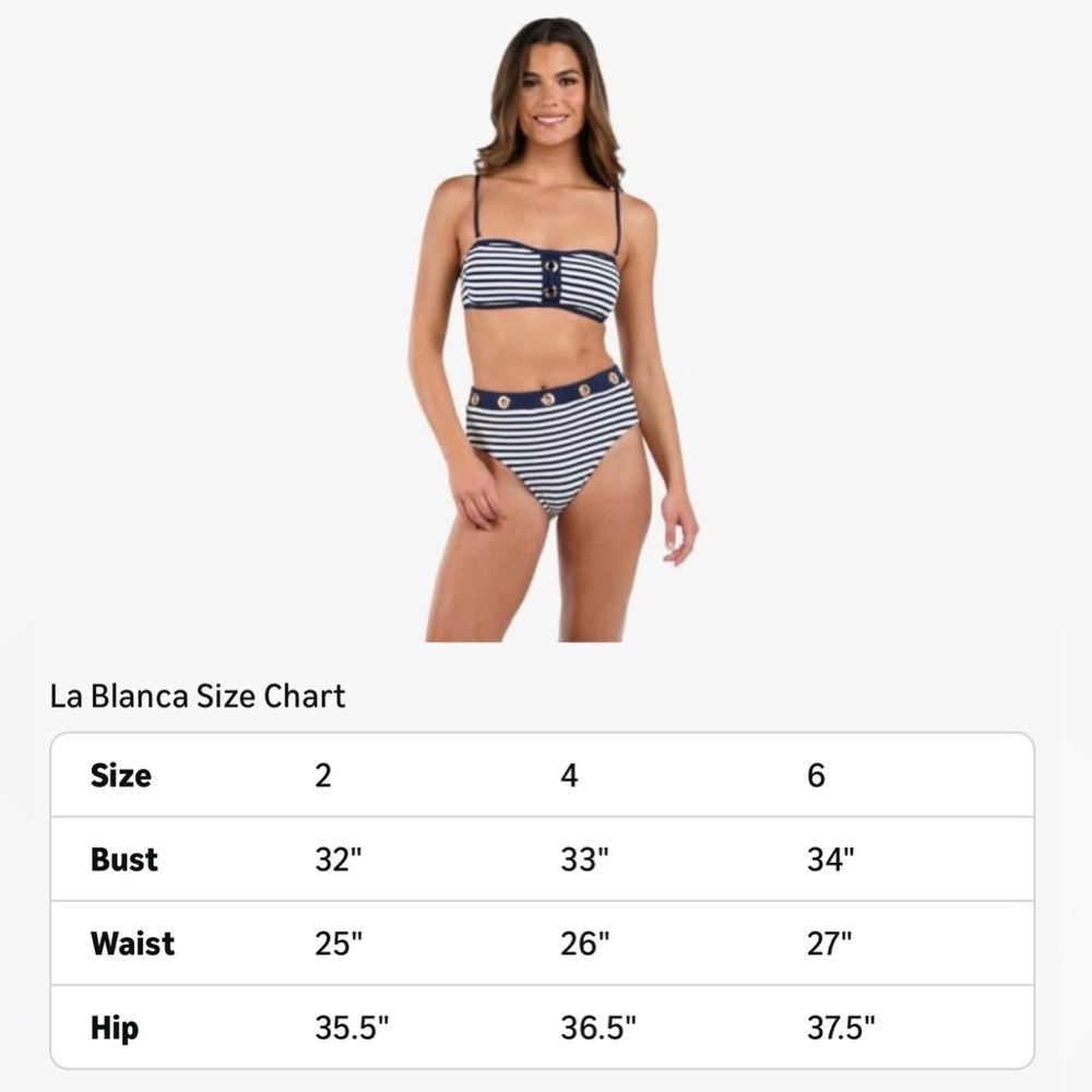 La Blanca Women's Bandeau Bikini Swimsuit Top Indigo Set Sail Blue White 4 NWT - Picture 5 of 11